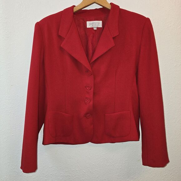 Petite Sophisticate Red Blazer Size 12P - Picture 1 of 6